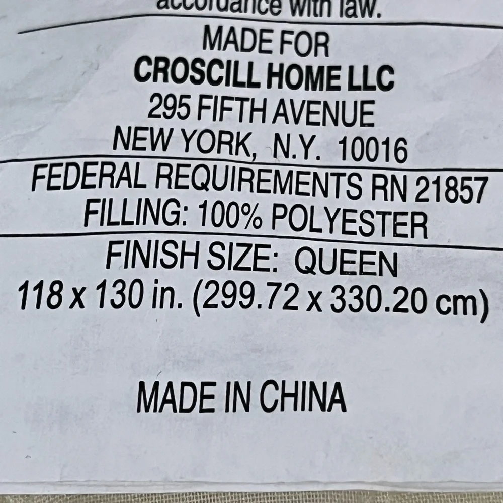 Croscill Home LLC Polyester Queen DIAMOND DESIGN BED- SPREAD White Label QUEEN